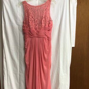David's Bridal Parfait Pink Lace Top Long Skirt Dress Size 12